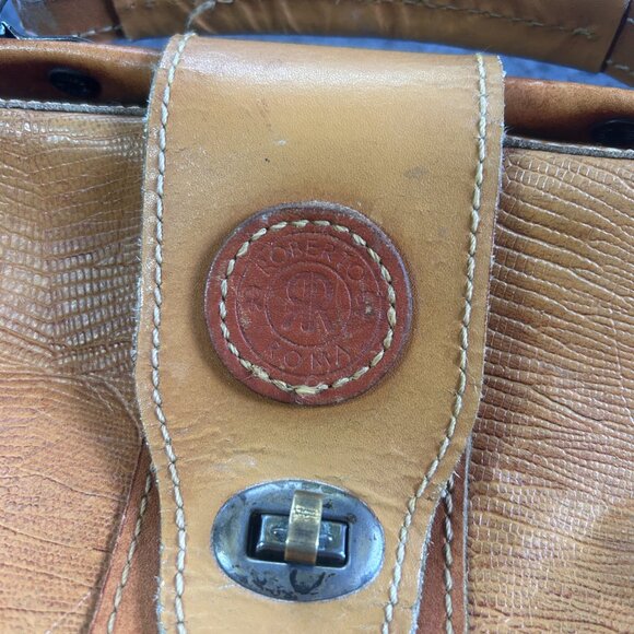 Vintage ROBERTO ROMA Italy Purse Brown Reptile Leather Satchel Weekender - Picture 3 of 16